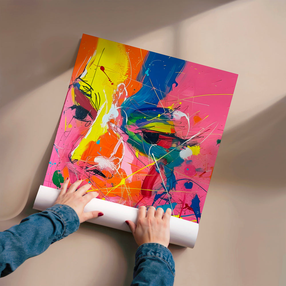 L'impression présentée en poster, sans encadrement, sur un mur neutre.