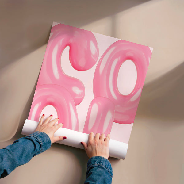 Affiche typographie rose poudré pop art rétro — Poster HP mat