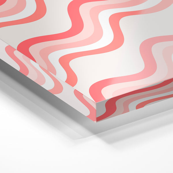 Vagues géométriques rose et blanc minimaliste — Verre acrylique