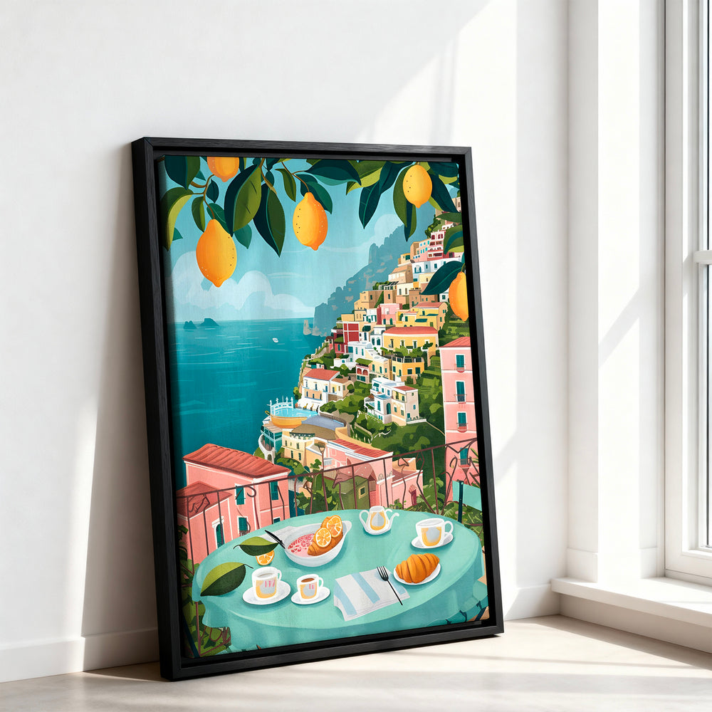 Le tableau accroché en situation dans un intérieur meublé.