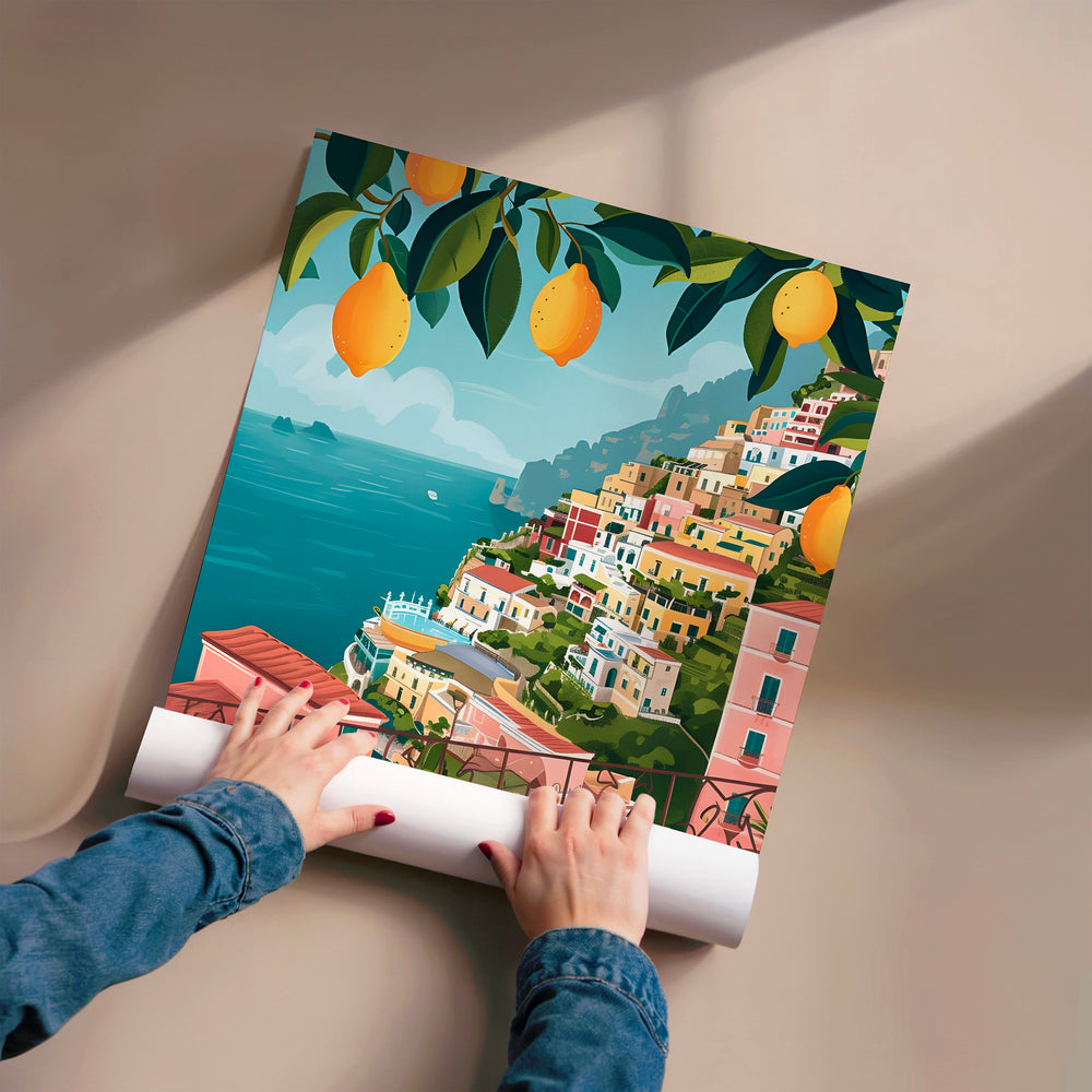 L'impression présentée en poster, sans encadrement, sur un mur neutre.