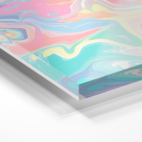 Affiche abstrait pastel ondulé Good Vibes — Verre acrylique