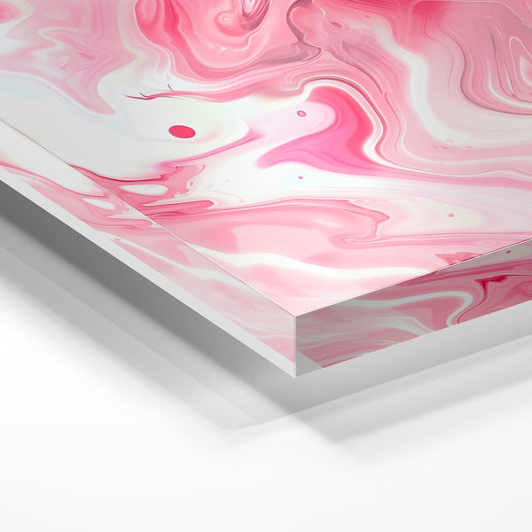Affiche abstrait rose et blanc Good Vibes — Verre acrylique