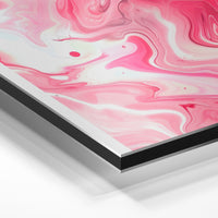 Gros plan de la matière : le tirage contrecollé sur aluminium Dibond mat, tranche visible.