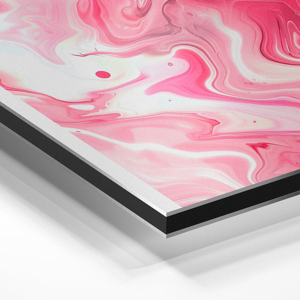 Affiche abstrait rose et blanc Good Vibes — Aluminium Dibond