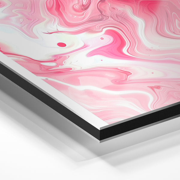 Affiche abstrait rose et blanc Good Vibes — Aluminium Dibond relief 3D
