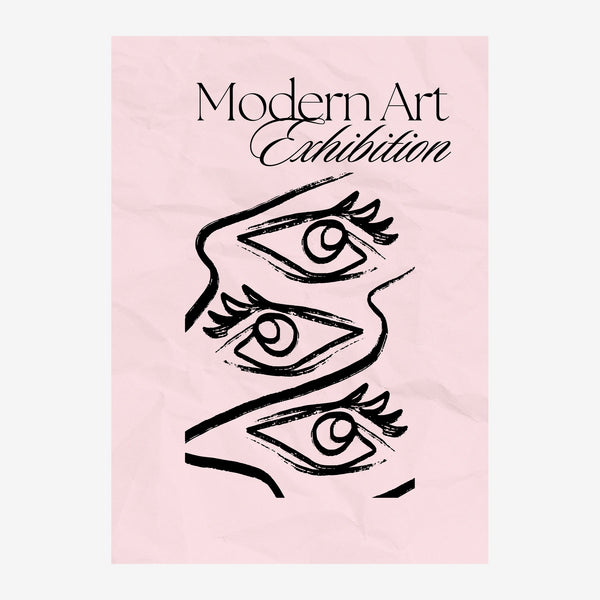 Affiche Modern Art Exhibition line art rose — Toile sur châssis