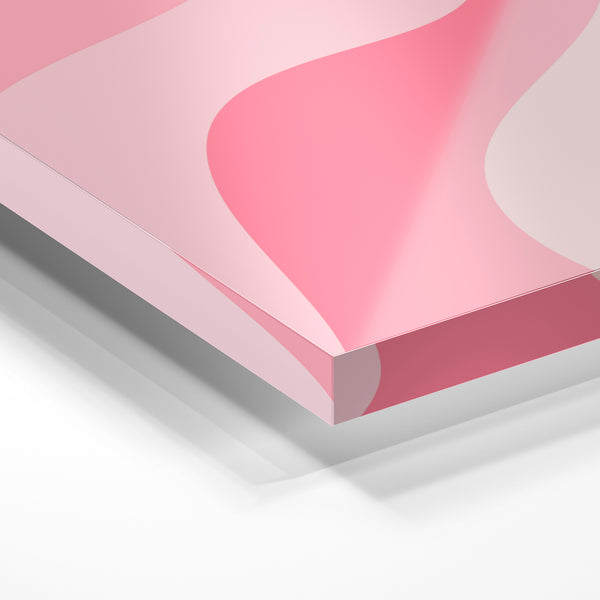 Formes ondulantes rose et pêche, style abstrait — Verre acrylique