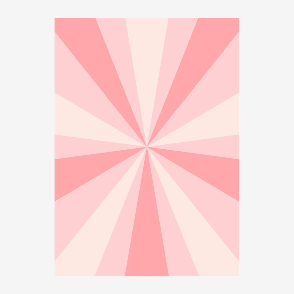 Un motif géométrique abstrait composé de rayons roses et blancs s'irradiant depuis le centre en dégradé de teintes.