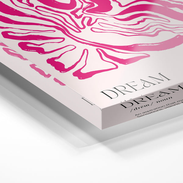 Dream – Affiche typographie abstraite rose et blanc — Verre acrylique