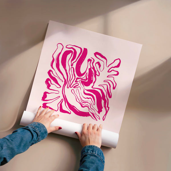 Dream – Affiche typographie abstraite rose et blanc — Poster HP mat