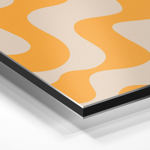 Motif abstrait ocre et beige, formes ondulantes — Aluminium Dibond