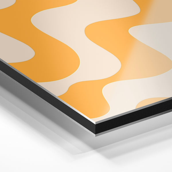 Motif abstrait ocre et beige, formes ondulantes — Aluminium Dibond relief 3D