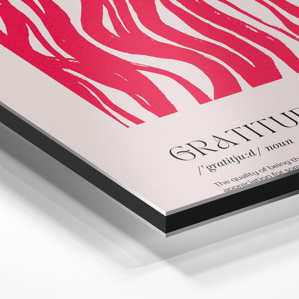 Affiche Gratitude, motif ondulé rose et blanc — Aluminium Dibond