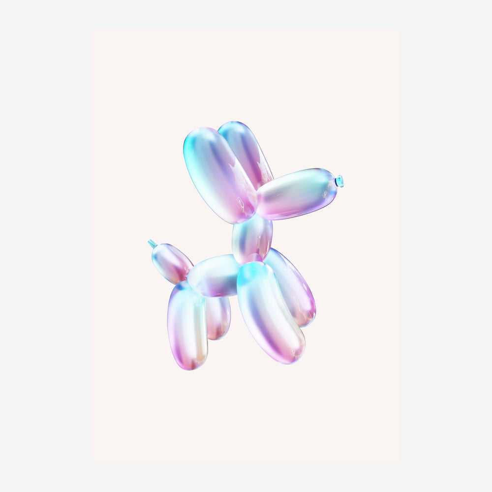 Illustration d'un cactus stylisé aux formes arrondies, en dégradés de rose, bleu ciel et violet sur fond blanc cassé.