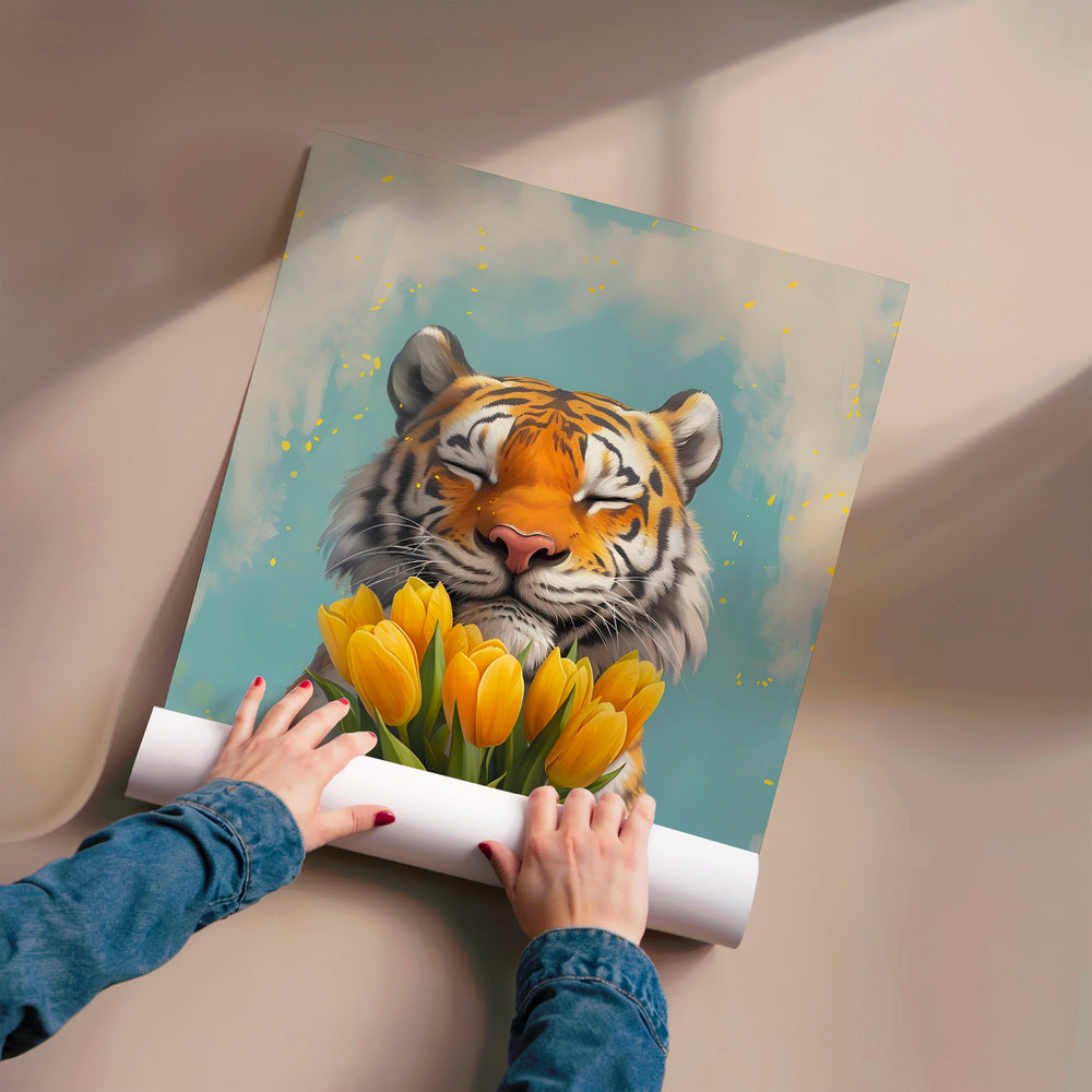 L'impression présentée en poster, sans encadrement, sur un mur neutre.