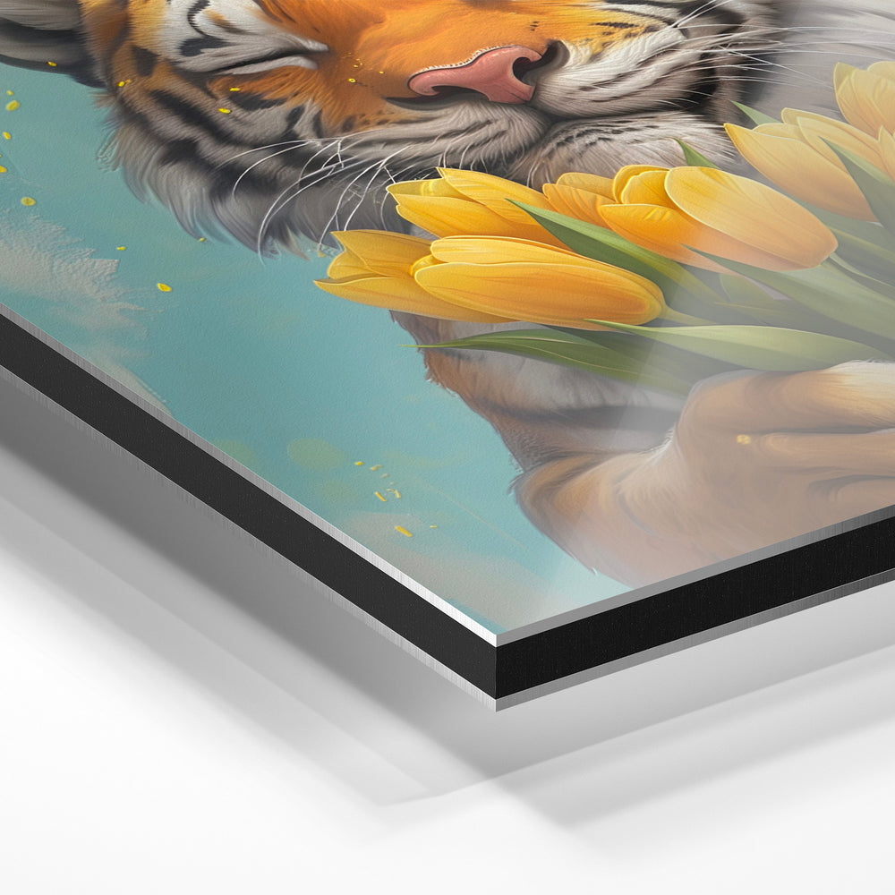 Gros plan du relief : la surépaisseur d'encre en lumière rasante sur aluminium Dibond.