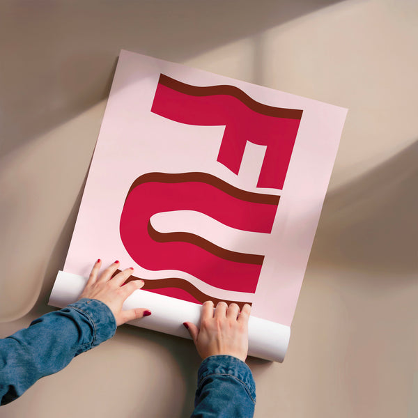 Affiche typographie abstraite rose et rouge — Poster HP mat