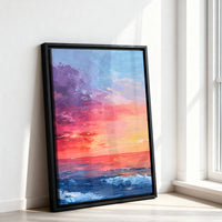 Le tableau accroché en situation dans un intérieur meublé.