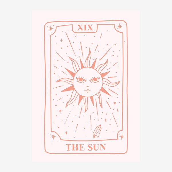 Le Soleil, carte de tarot minimaliste ligne — Toile sur châssis