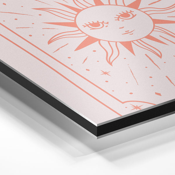 Le Soleil, carte de tarot minimaliste ligne — Aluminium Dibond