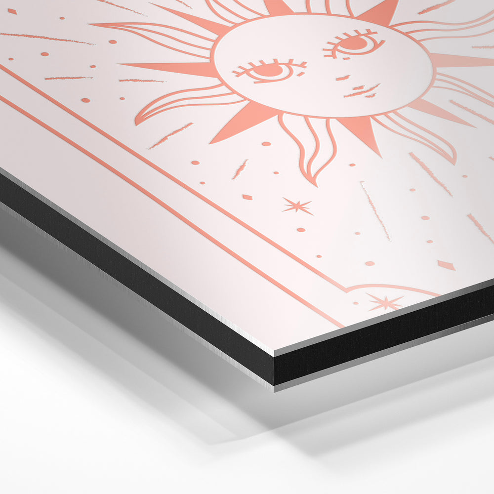 Gros plan du relief : la surépaisseur d'encre en lumière rasante sur aluminium Dibond.