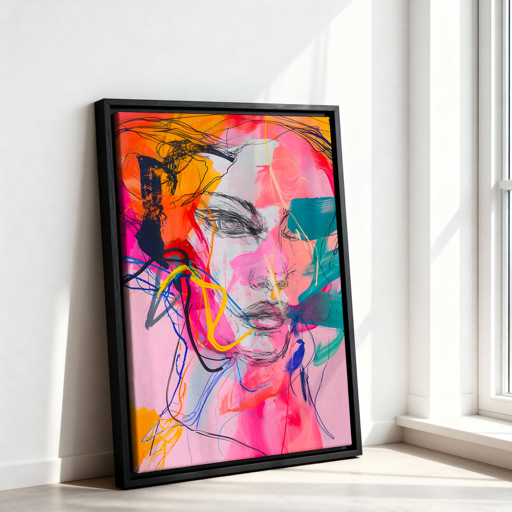 Le tableau accroché en situation dans un intérieur meublé.