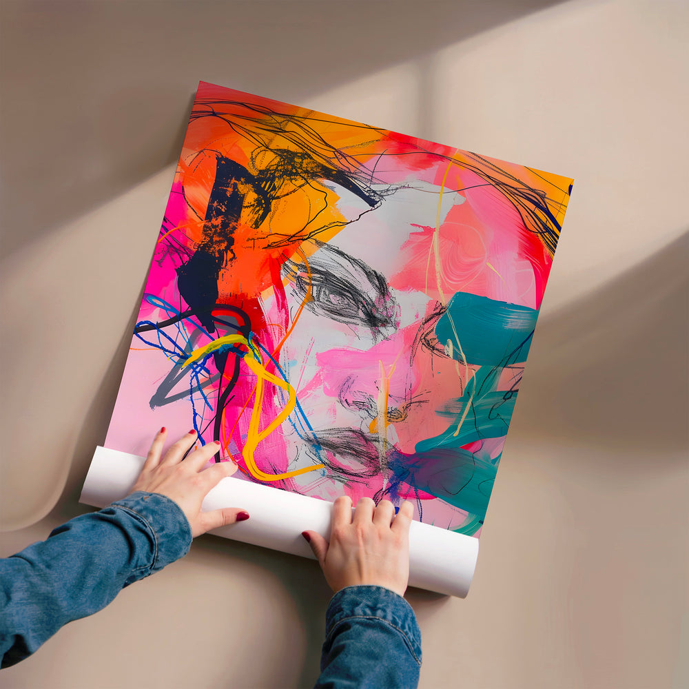 L'impression présentée en poster, sans encadrement, sur un mur neutre.