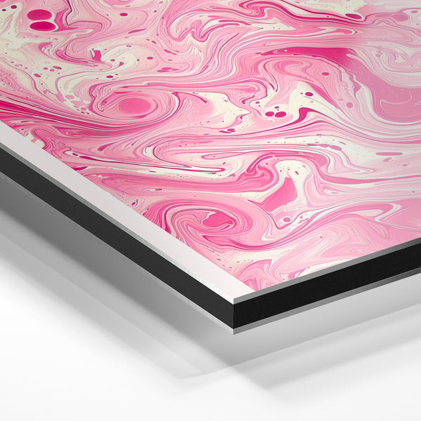 Affiche abstraite rose et blanc, Good Vibes — Aluminium Dibond relief 3D