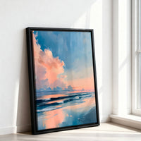 Le tableau accroché en situation dans un intérieur meublé.