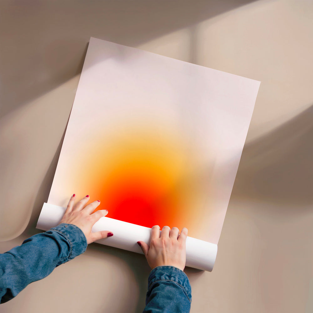 L'impression présentée en poster, sans encadrement, sur un mur neutre.