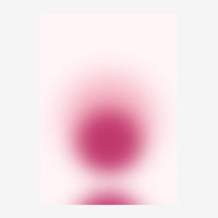 Composition abstraite minimaliste présentant deux orbes roses floues dégradées du magenta au blanc, sur fond blanc clair.