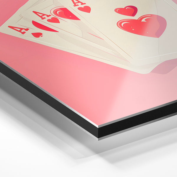 Cartes de cœur rose et rouge, style pop art — Aluminium Dibond relief 3D