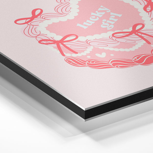 Gâteau rose et blanc "Lucky Girl" style rétro — Aluminium Dibond