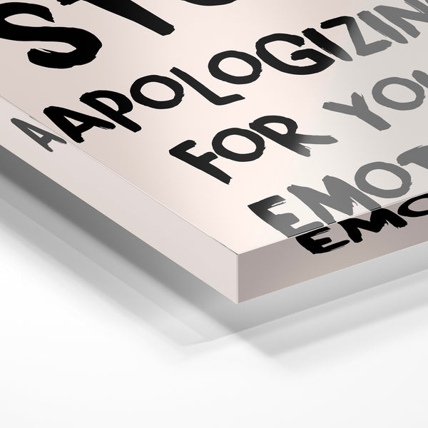 Stop Apologizing for Your Emotions pop art — Verre acrylique