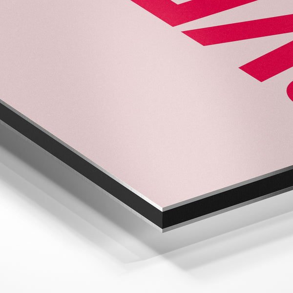 Affiche typographique rose et rouge rétro — Aluminium Dibond