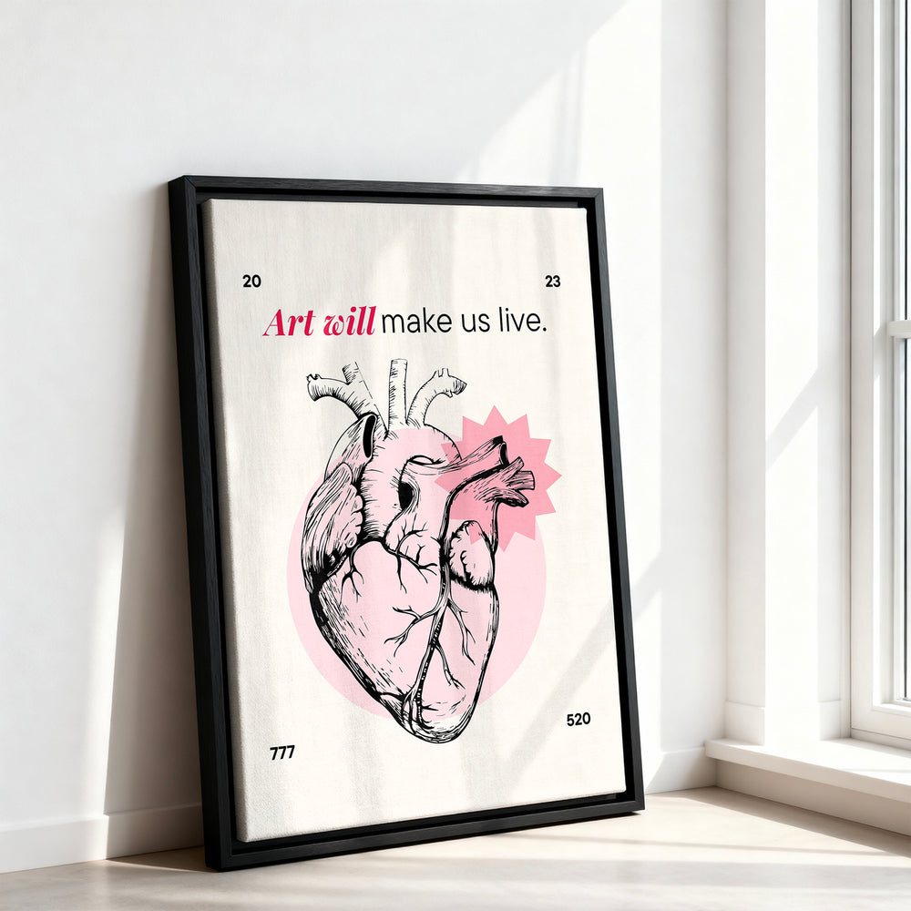 Le tableau accroché en situation dans un intérieur meublé.