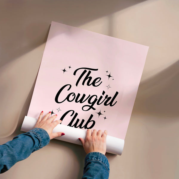 The Cowgirl Club – Affiche pop art noir et rose — Poster HP mat