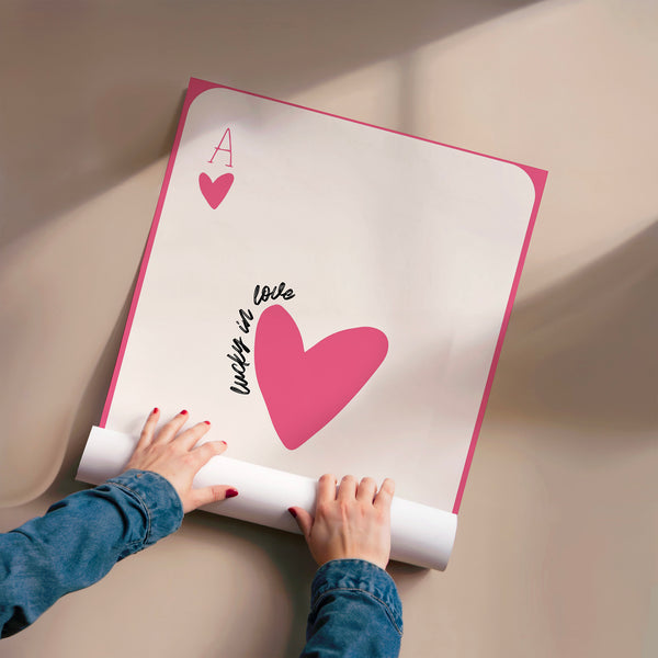 Carte à jouer rose et beige, "Imperfectly Love" — Poster HP mat
