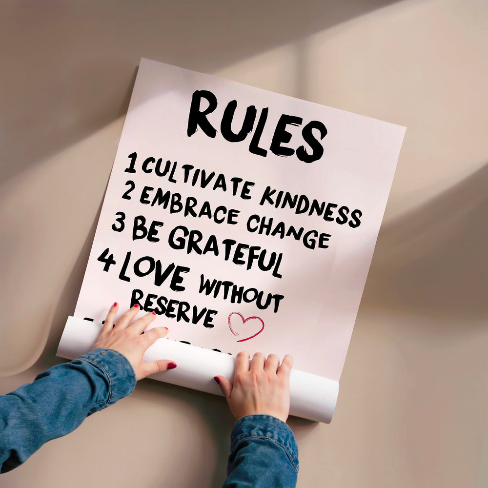 L'impression présentée en poster, sans encadrement, sur un mur neutre.