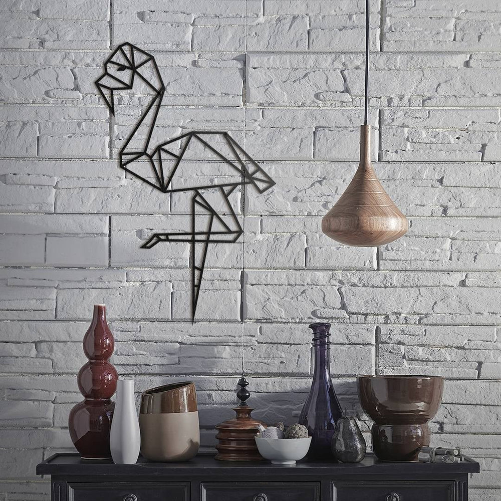 Déco murs métal flamant rose