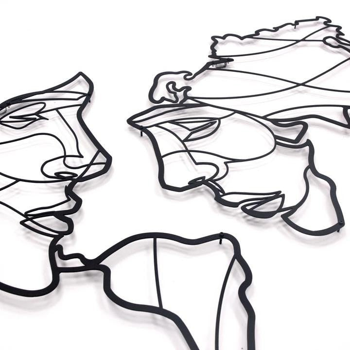 Decoration metal visage monde