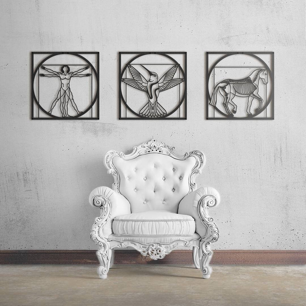 Décoration mur métal homme de vitruve