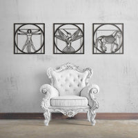 Décoration mur métal homme de vitruve