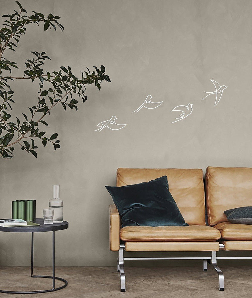 Décorations métals oiseaux blancs