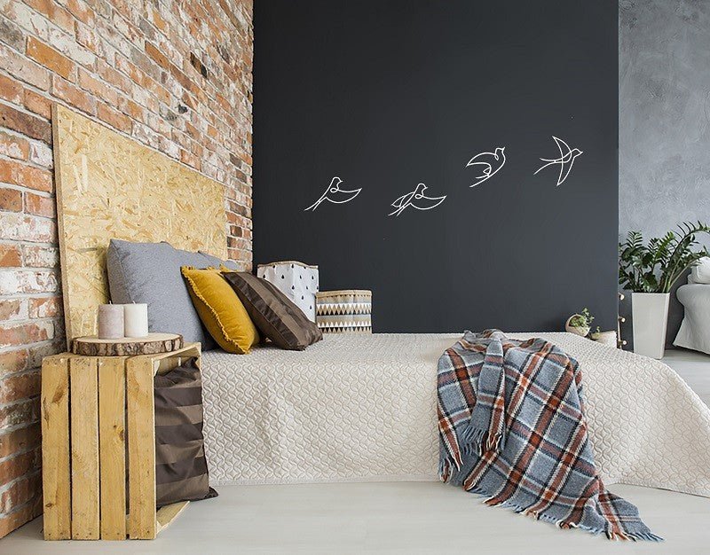 Décorations métals oiseaux blancs