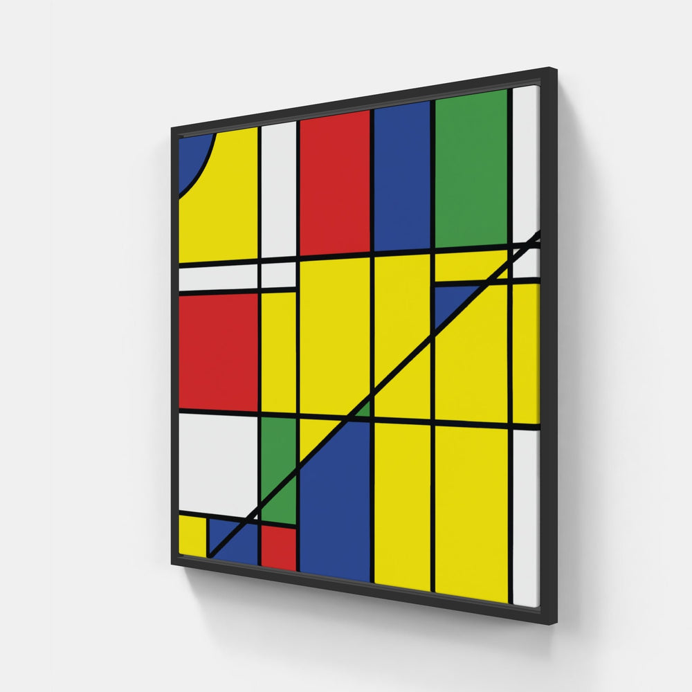 Mondrian Blue Rectangle-Canvas-artwall-20x20 cm-Black-Artwall