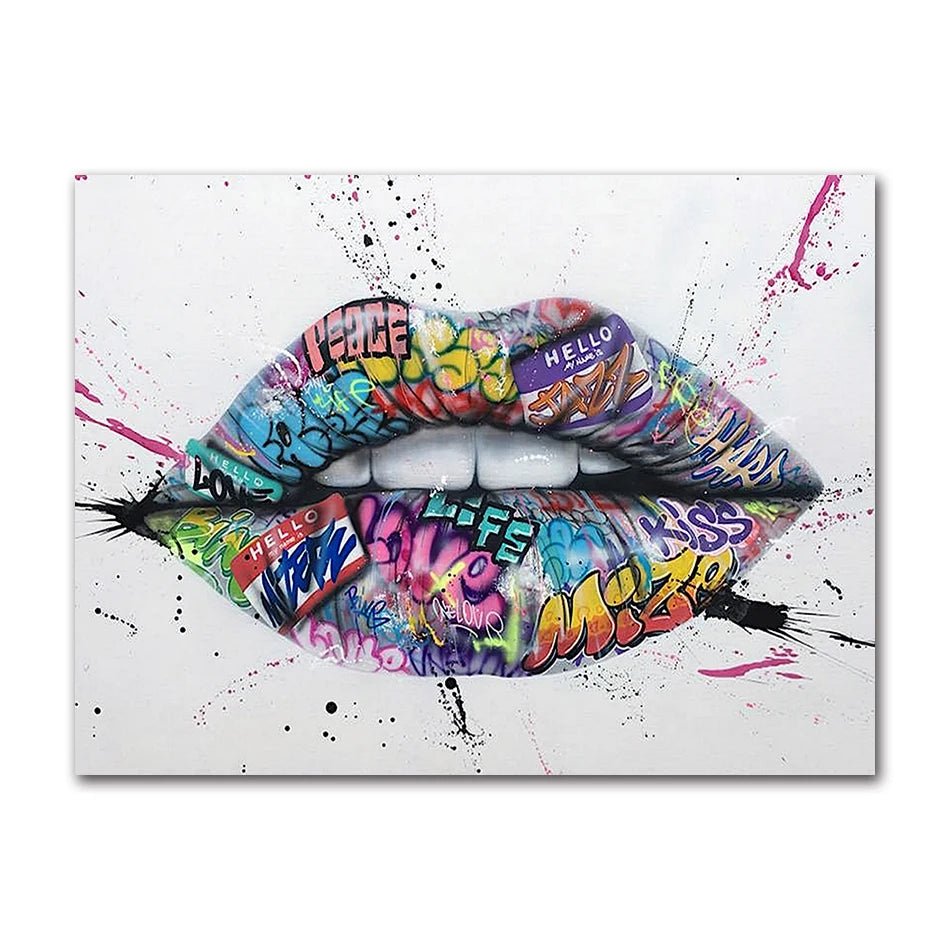 Tableau Pop Art Baiser Graffiti décoration murale romantique