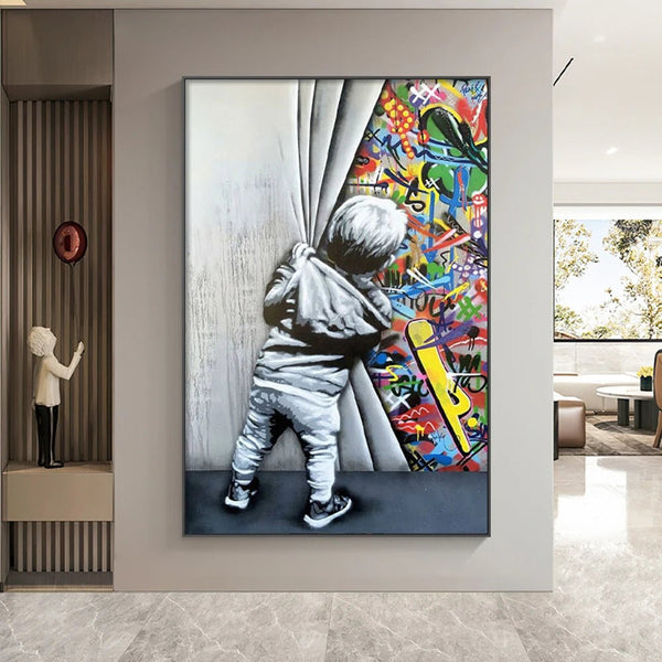 Tableau Street Art Curiosity Unveiled décoration murale urbaine