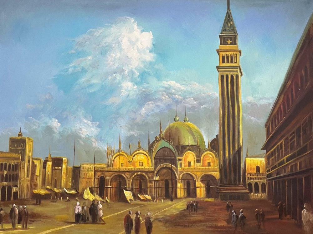Venise : Place Saint-Marc avec la Basilique et le Campanile par Canaletto - Reproduction Artistique à l'Huile